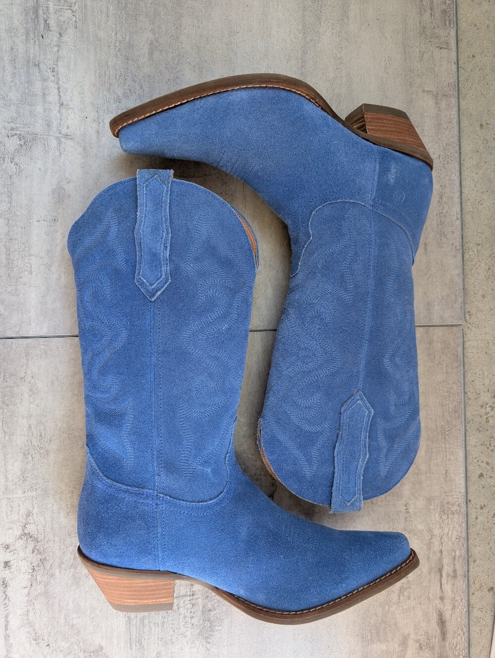 Dingo Out West Blue Suede Snip Toe Women's Cowboy Cowgirl Boots Size 9 Western